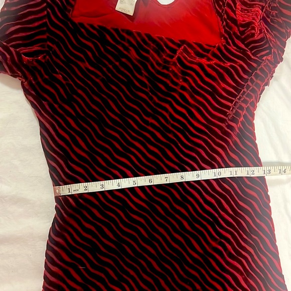 KARL LAGERFELD Collection FW 1994 Velvet Devoré Asymmetrical Red Velvet Dress xs - Picture 9 of 17